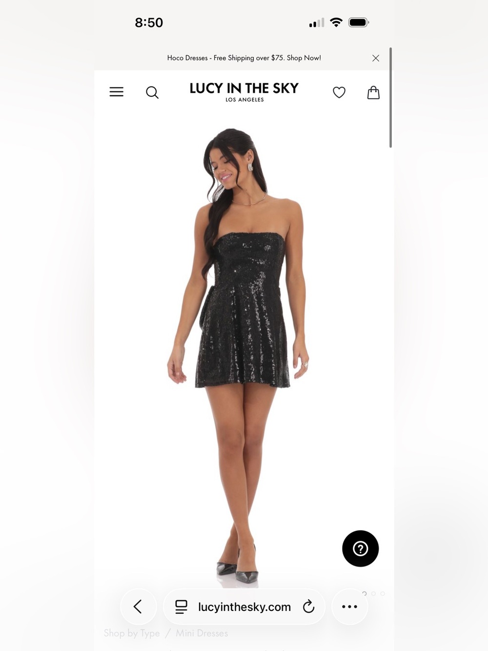 Lucy in the Sky Black Sequin Strapless Mini Dress Size Small.